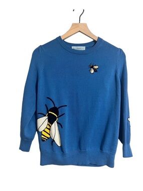 Tuckernuck Royal Blue Bee Embroidered Crewneck Sweater - XS
